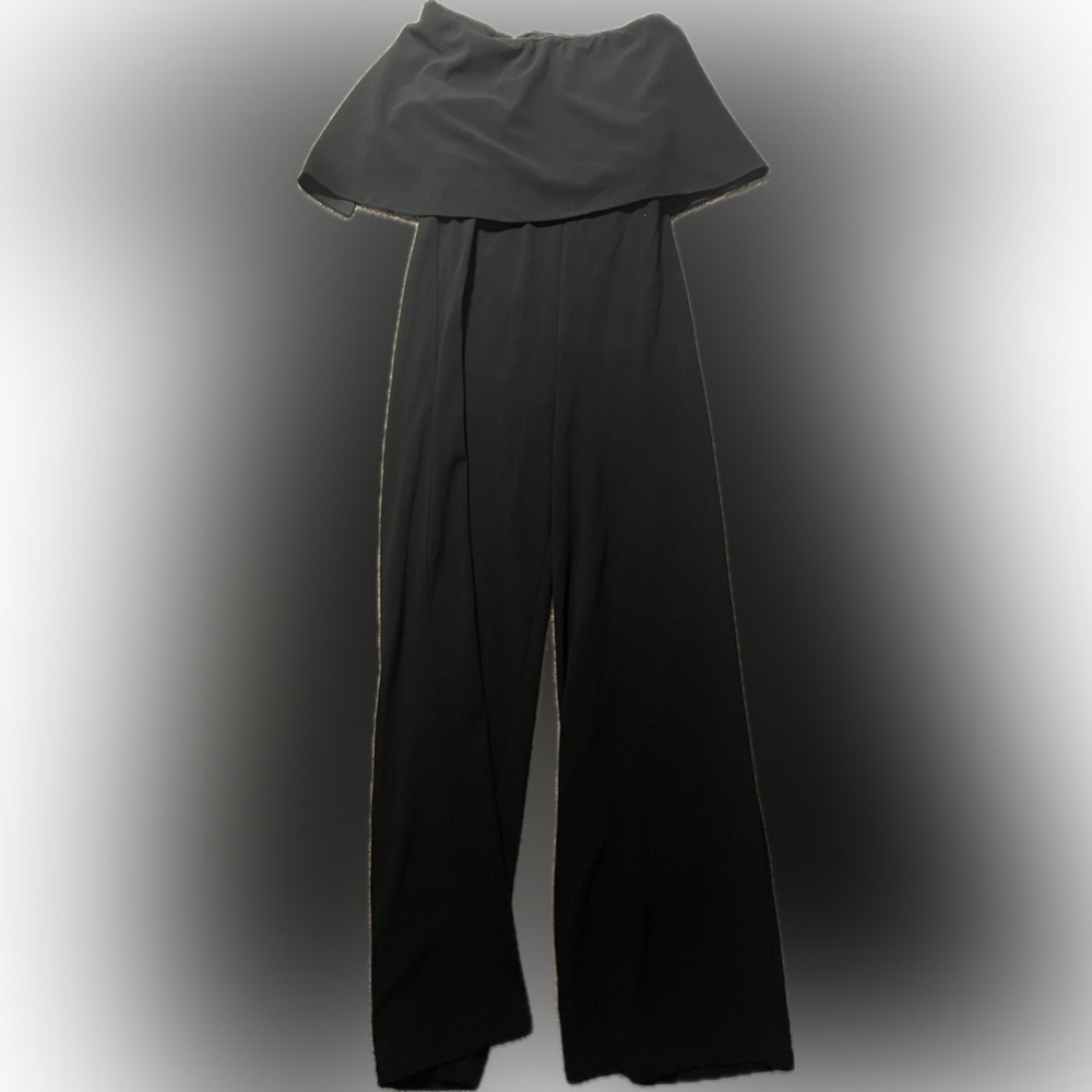 NWT DO + BE Womens Small Black Strapless Overlay Front Jumpsuit Wide Leg - Picture 2 of 6